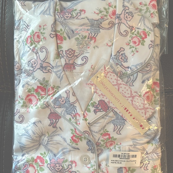 Roller Rabbit x Loveshack Fancy Rosa Beaux LONG SLEEVE polo pajamas SM … - Picture 6 of 6